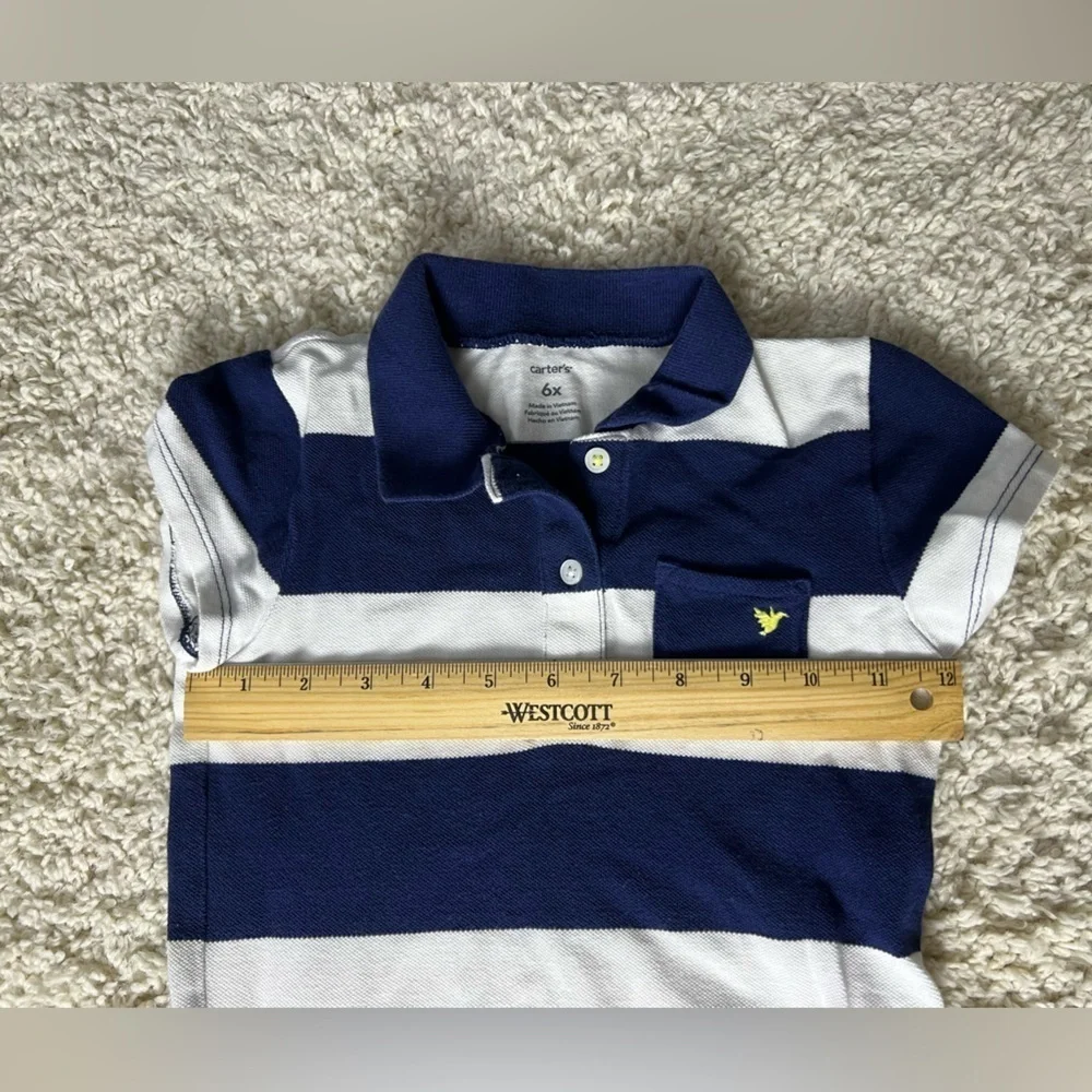 Girls 6X Carters Striped Navy and White Dress
